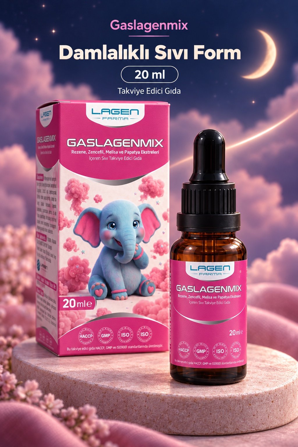 Gaslagenmix — Damlalıklı Sıvı Form. 20 ml. Takviye Edici Gıda.